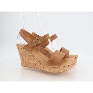 Born Lenore Platform Wedge Sandals Womens Size 10 M Brown Leather Buckle Shoes